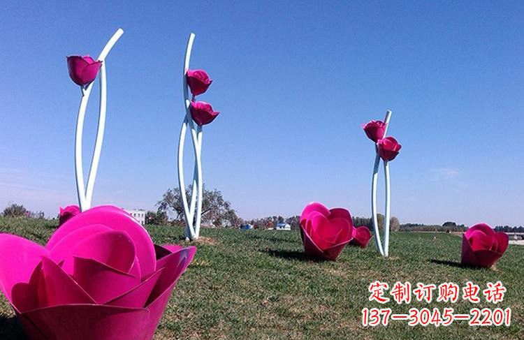 烟台不锈钢彩色玫瑰雕塑艺术精美的象征
