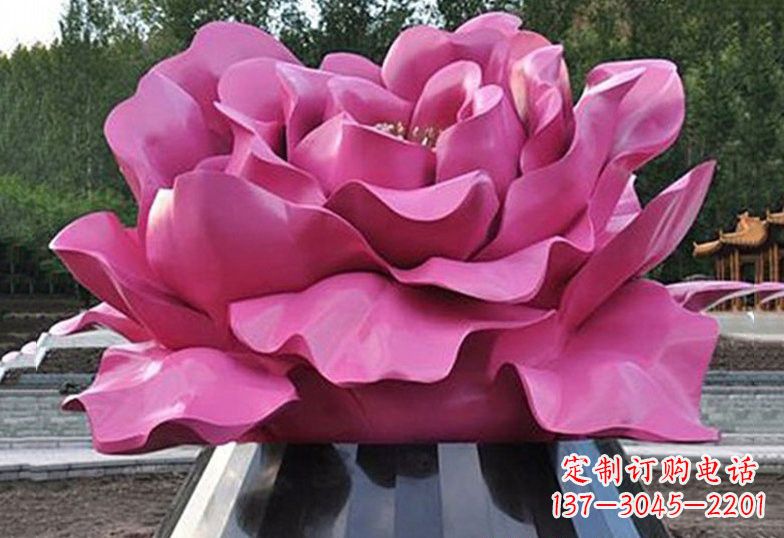 烟台不锈钢彩色牡丹花雕塑美丽的艺术品