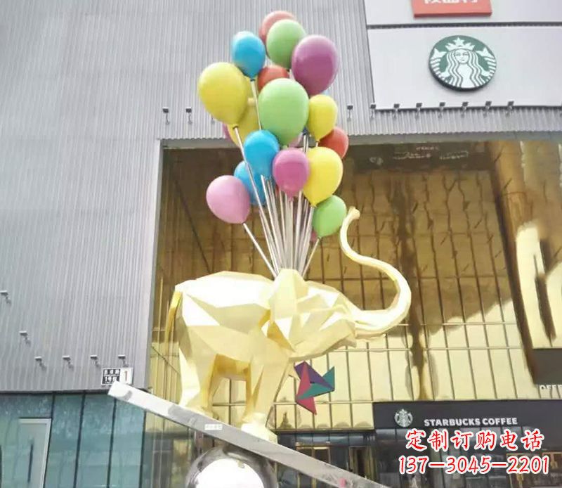 烟台不锈钢踩球的小象雕塑