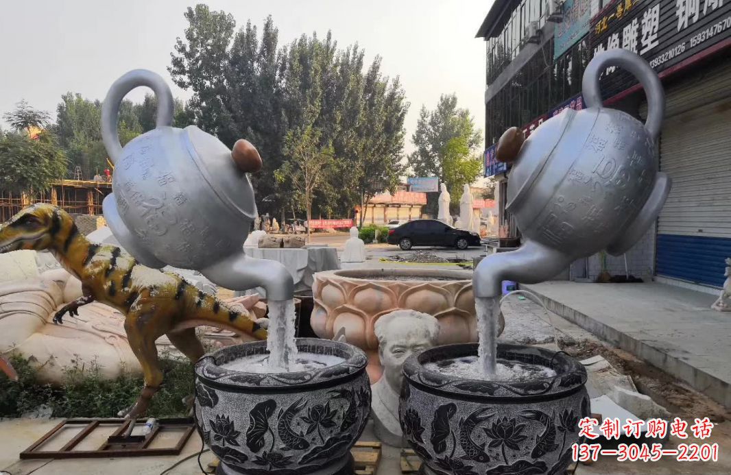 烟台不锈钢茶壶喷泉雕塑精致而又高雅