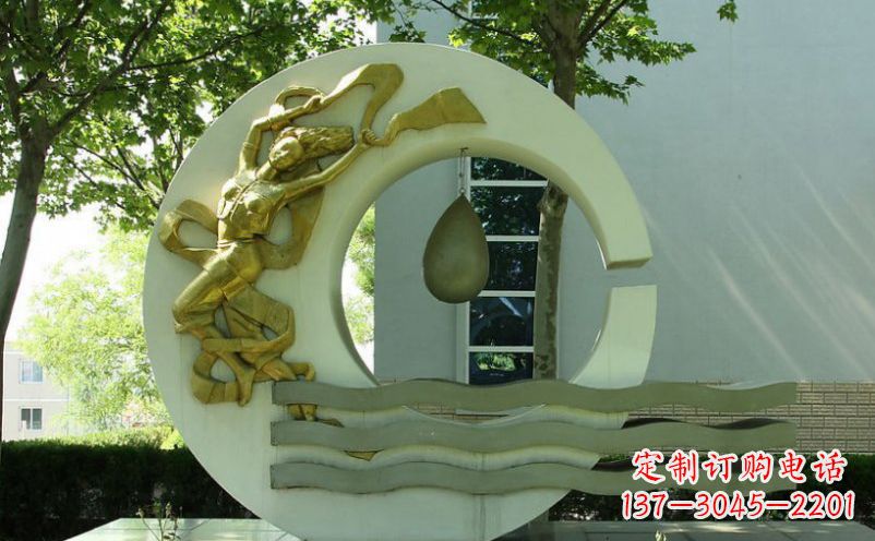 烟台不锈钢嫦娥奔月景观雕塑