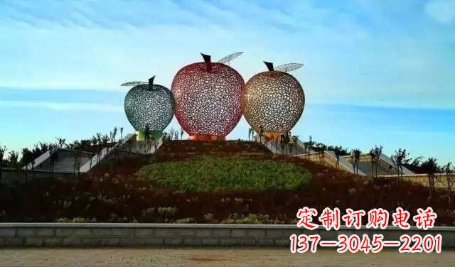 烟台不锈钢城市彩色镂空苹果雕塑