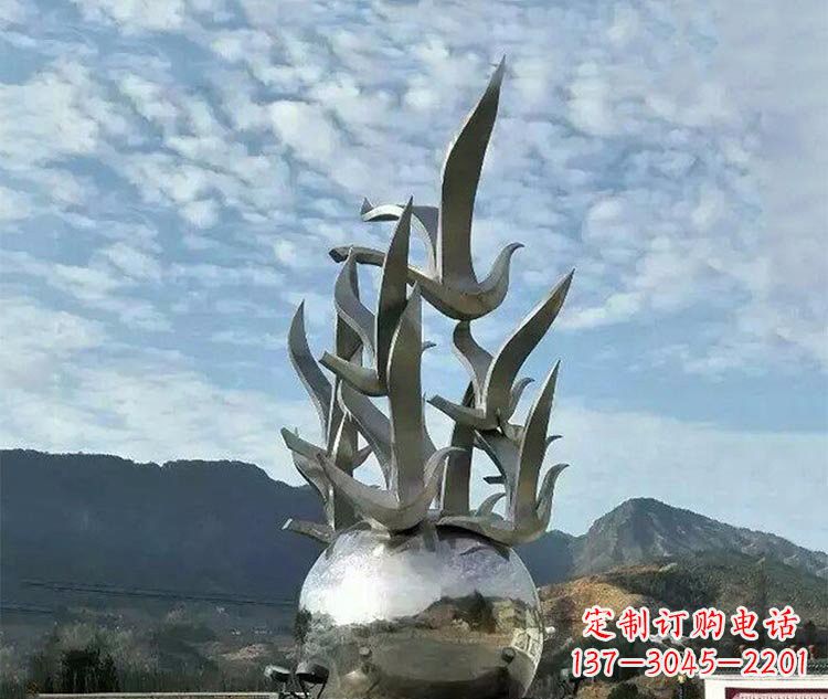 烟台不锈钢城市抽象和平鸽地球雕塑