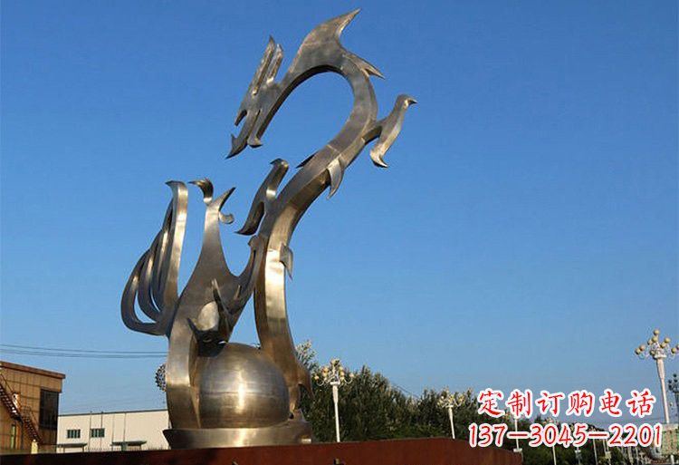 烟台不锈钢城市抽象龙凤雕塑