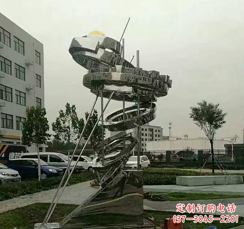 烟台不锈钢戒指雕塑——点缀城市美景