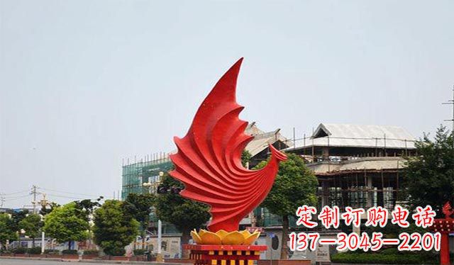 烟台不锈钢凤凰雕塑象征着城市繁荣