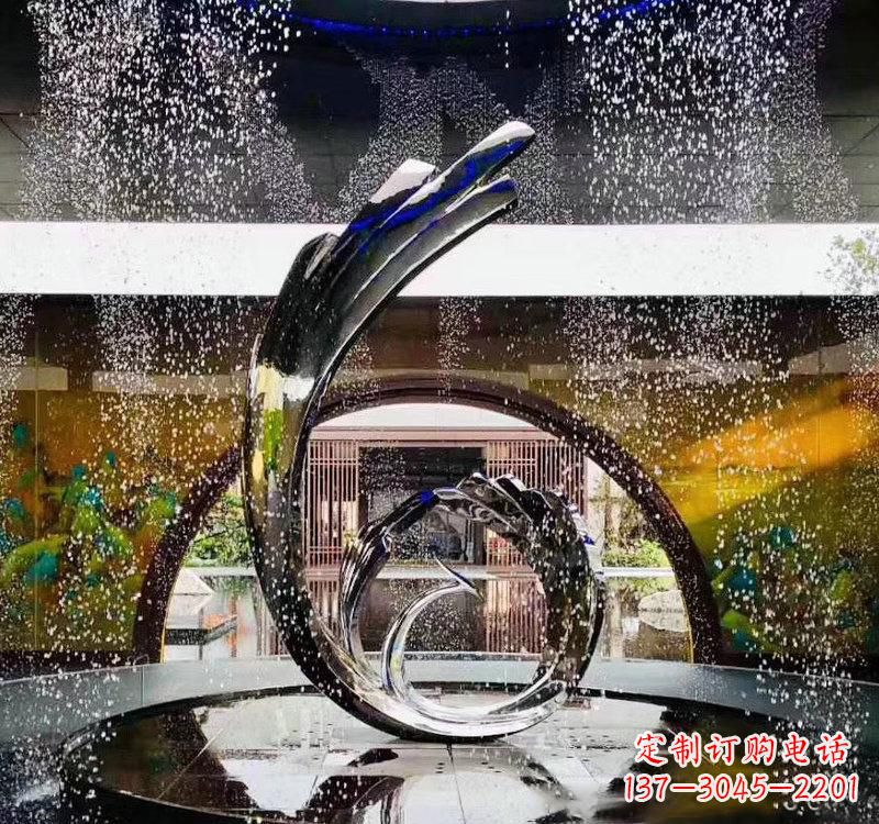 烟台不锈钢城市景观喷泉雕塑美丽而又充满力量