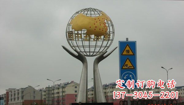 烟台不锈钢城市景观中的地球雕塑