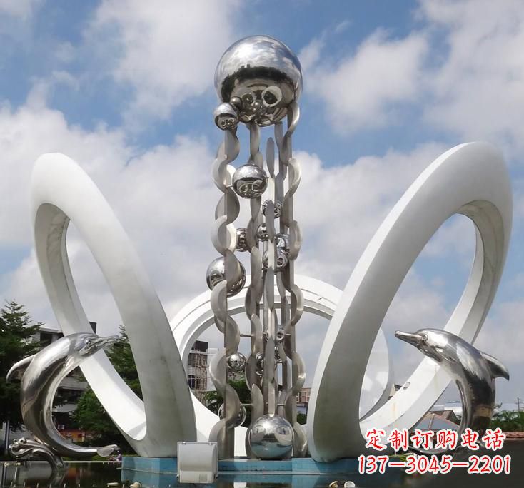 烟台不锈钢城市艺术海豚雕塑