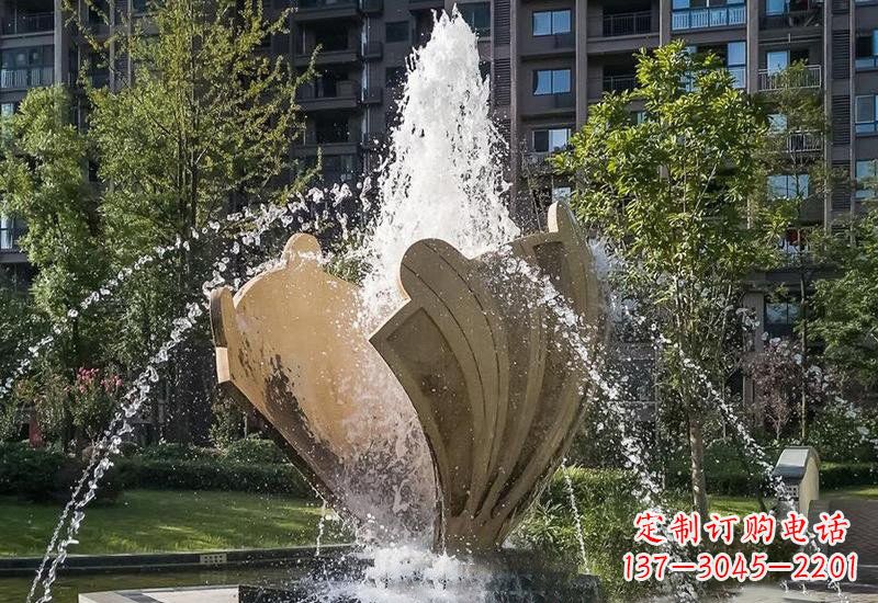 烟台不锈钢抽象贝壳喷泉雕塑