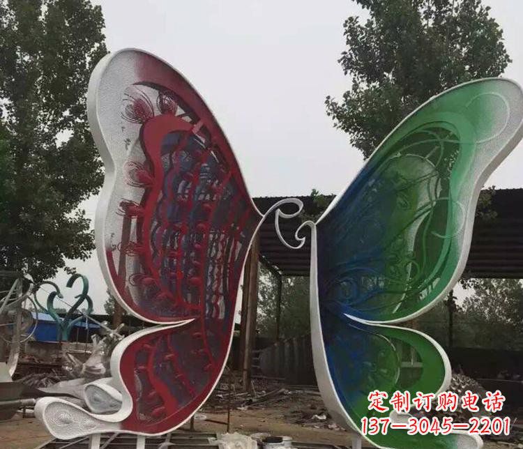 烟台不锈钢抽象彩色蝴蝶公园动物雕塑