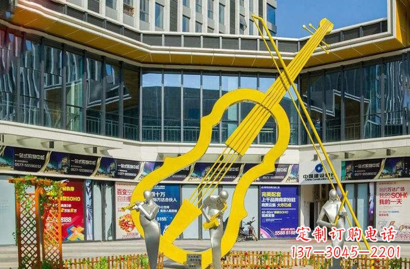 烟台不锈钢大提琴雕塑美的融合