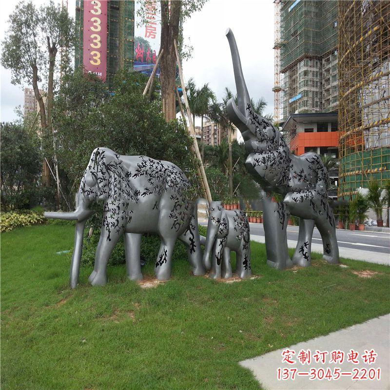 烟台不锈钢大象雕塑小区园林的精美装饰
