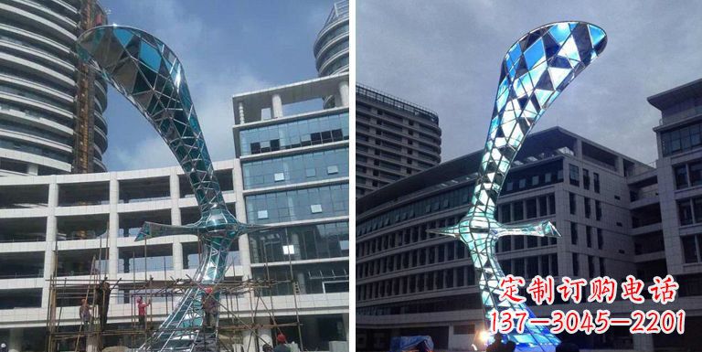 烟台大雁景观雕塑——精美不锈钢艺术品