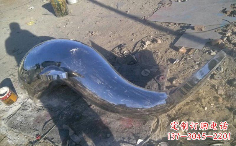 烟台不锈钢抽象海豚动物雕塑 (2)