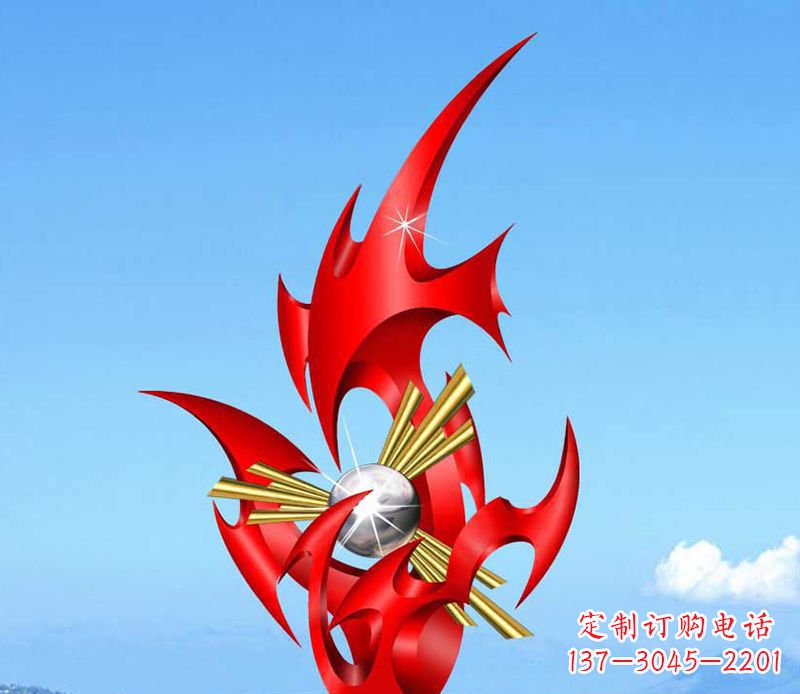 烟台不锈钢抽象火苗雕塑 (2)