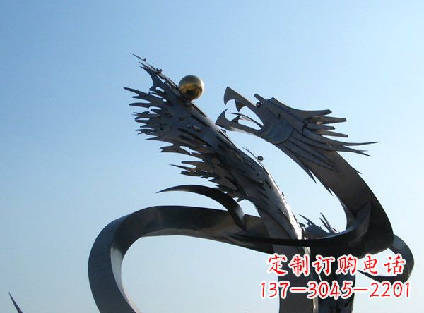 烟台不锈钢抽象龙动物雕塑 (2)