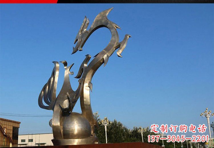 烟台不锈钢抽象龙凤雕塑