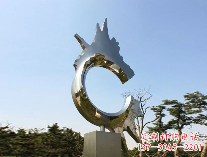 烟台不锈钢抽象龙头雕塑