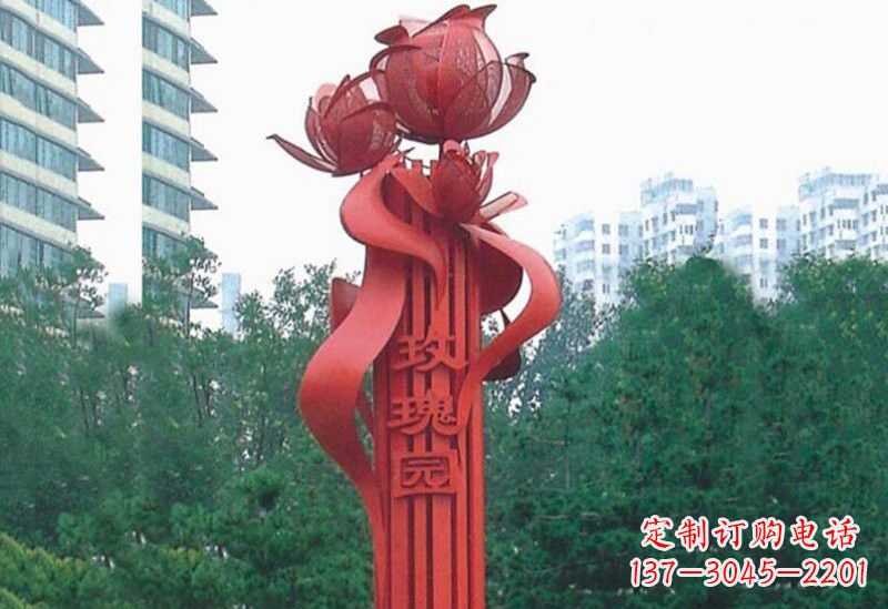 烟台不锈钢玫瑰雕塑精美而优雅