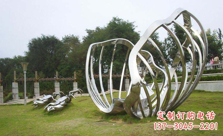 烟台不锈钢抽象螃蟹贝壳雕塑
