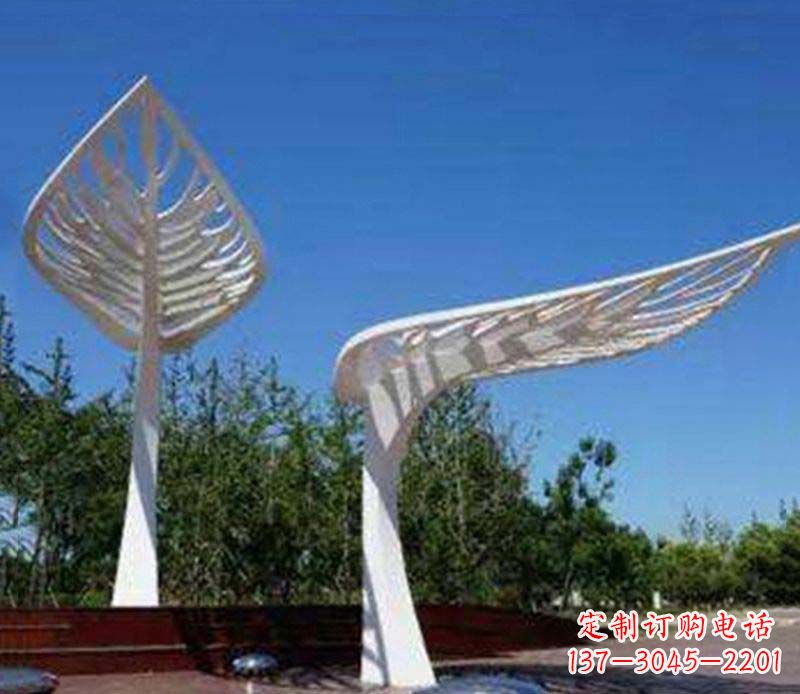 烟台精美不锈钢树叶雕塑