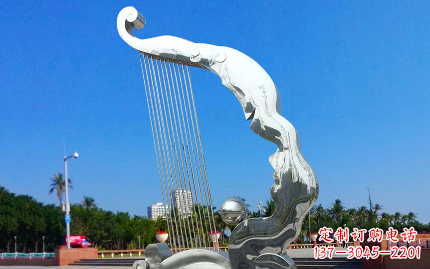 烟台不锈钢抽象竖琴广场雕塑