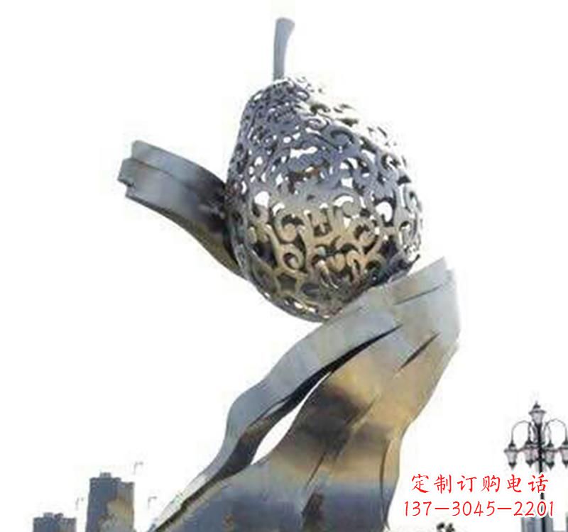 烟台不锈钢梨雕塑艺术结合精美外形
