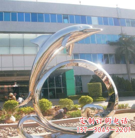 烟台不锈钢海豚雕塑精致而灵动