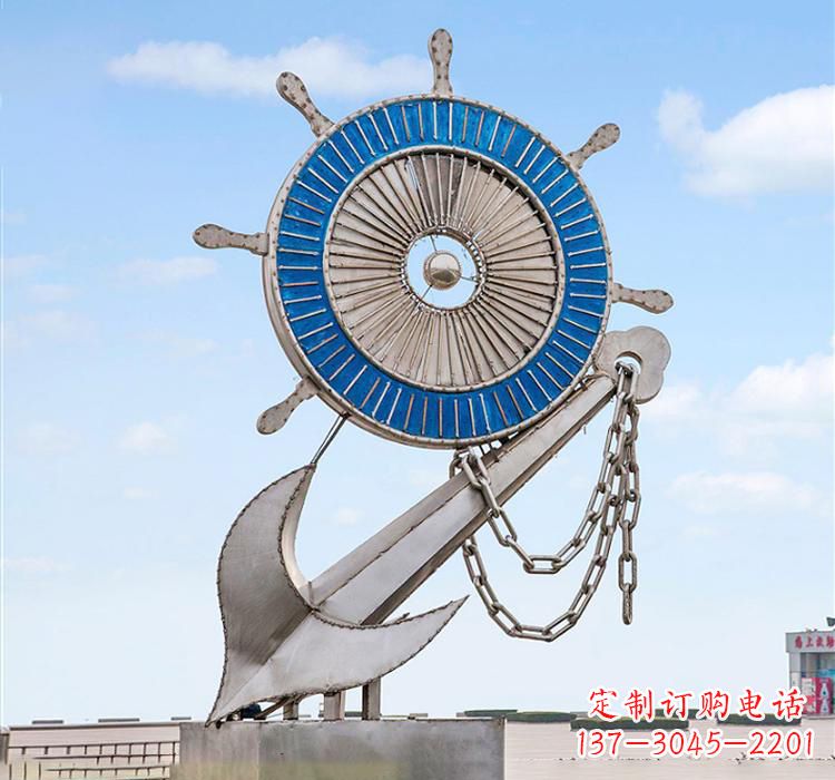 烟台不锈钢船舵雕塑2