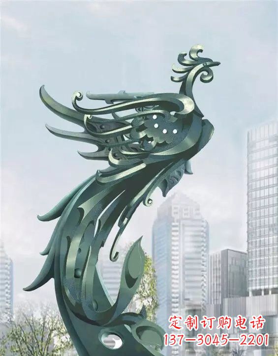 烟台不锈钢大型凤凰雕塑美丽而神秘