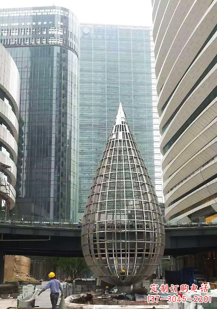 烟台不锈钢大型镂空水滴城市景观雕塑
