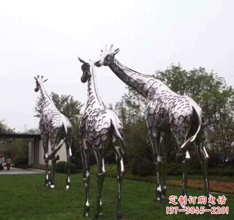烟台精美的不锈钢大型长颈鹿雕塑