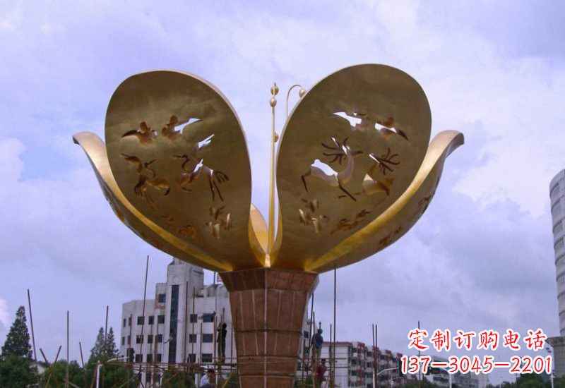 烟台大型不锈钢紫荆花雕塑