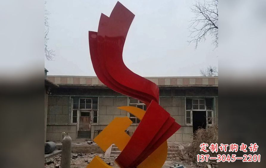 烟台不锈钢党徽雕塑——为共产主义奠基