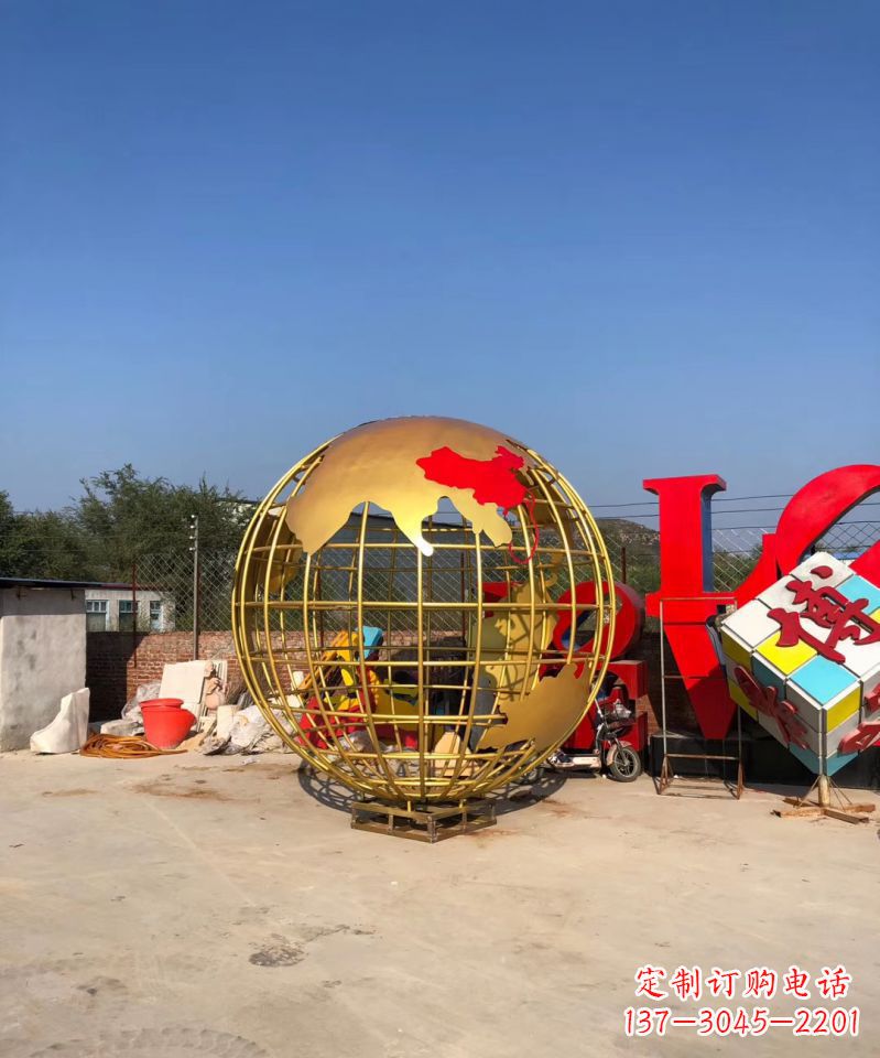 烟台不锈钢地球仪雕塑点缀校园景观