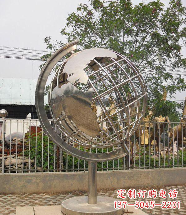 烟台精美不锈钢地球仪雕塑点缀校园美景