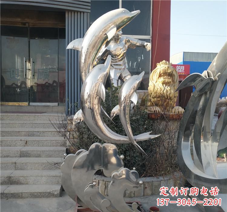 烟台不锈钢海豚雕塑——精美外观,传递环保理念