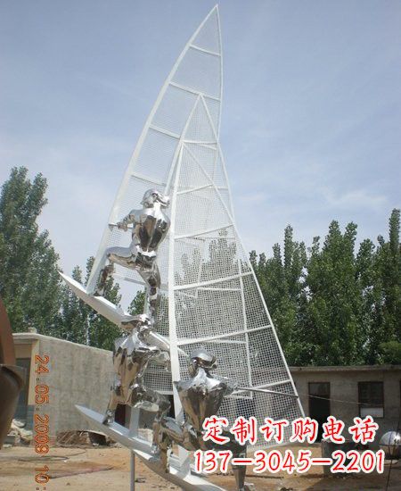 烟台海上航行不锈钢帆船雕塑