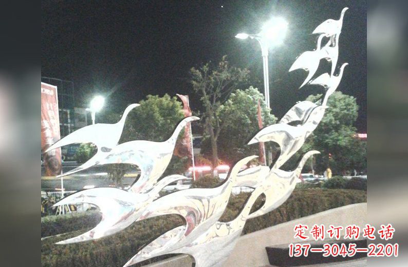 烟台不锈钢大雁雕塑一种高雅的艺术美学