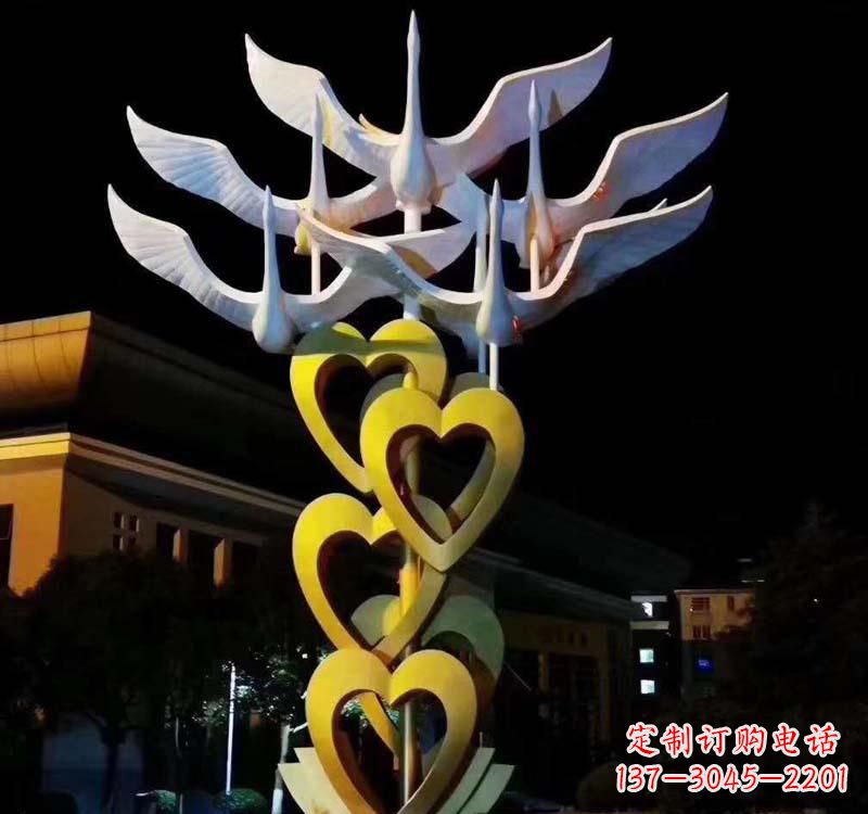 烟台不锈钢大雁雕塑象征着自由的翱翔