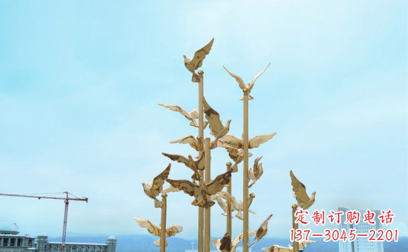 烟台不锈钢飞翔的鸽子雕塑传递自由、和平的美好祝愿