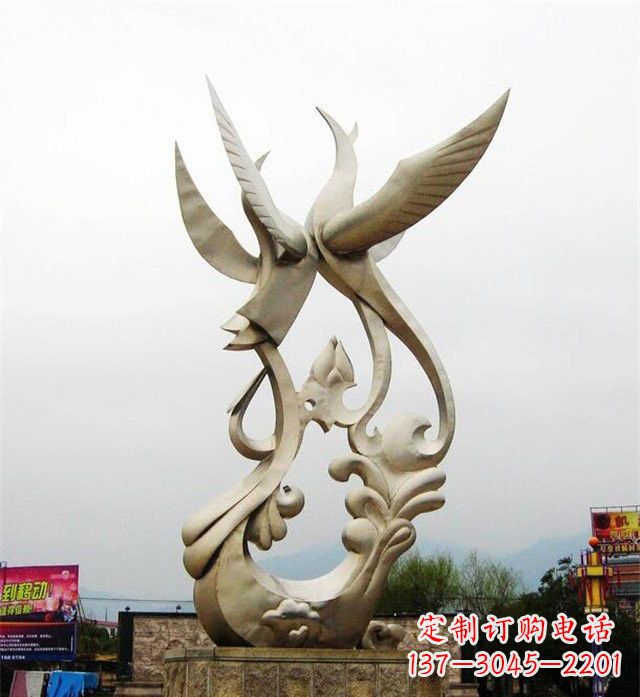 烟台不锈钢凤凰雕塑传承古代美学