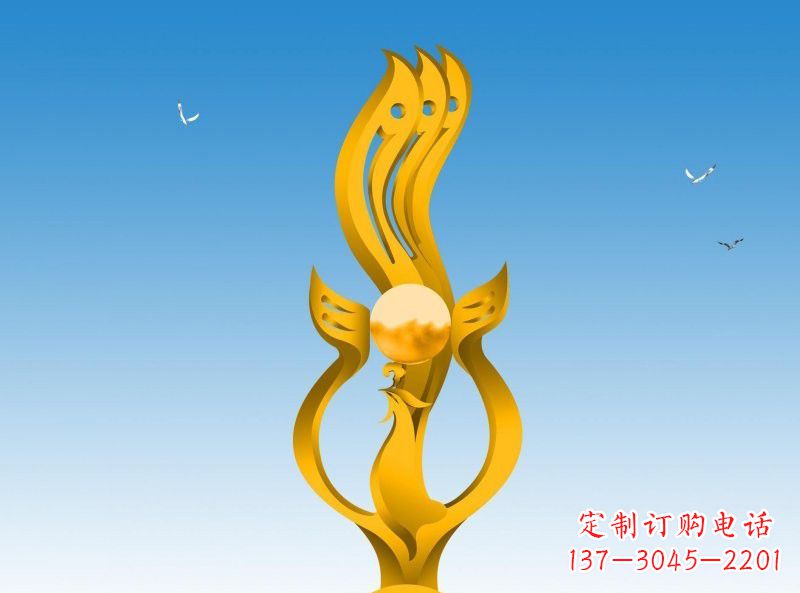 烟台不锈钢凤凰雕塑灿烂外形,精美艺术