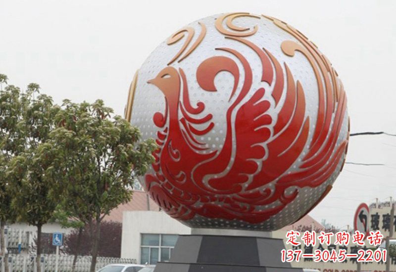 烟台不锈钢凤凰浮雕圆球雕塑精美雕塑把艺术带到生活中