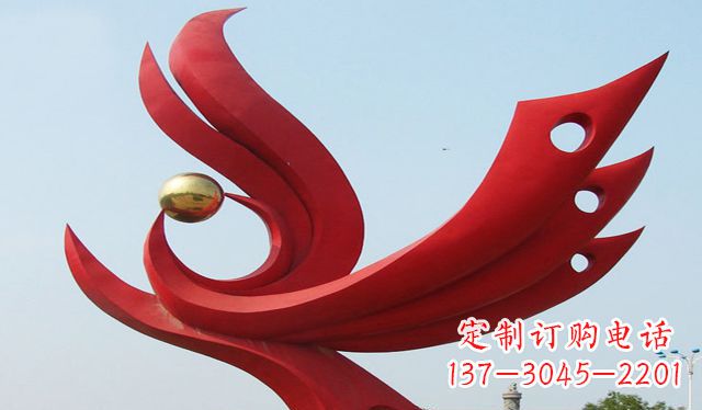 烟台不锈钢凤凰雕塑象征着美丽与智慧