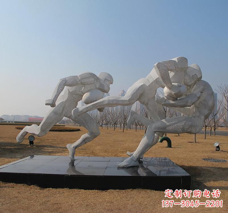 烟台不锈钢橄榄球雕塑传承精神的象征