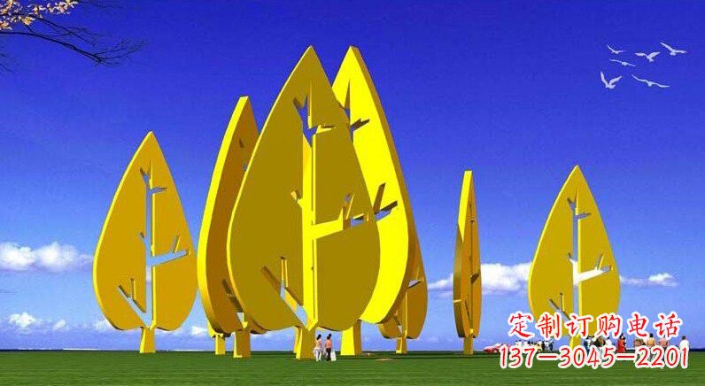 烟台不锈钢树叶雕塑美丽的艺术装点