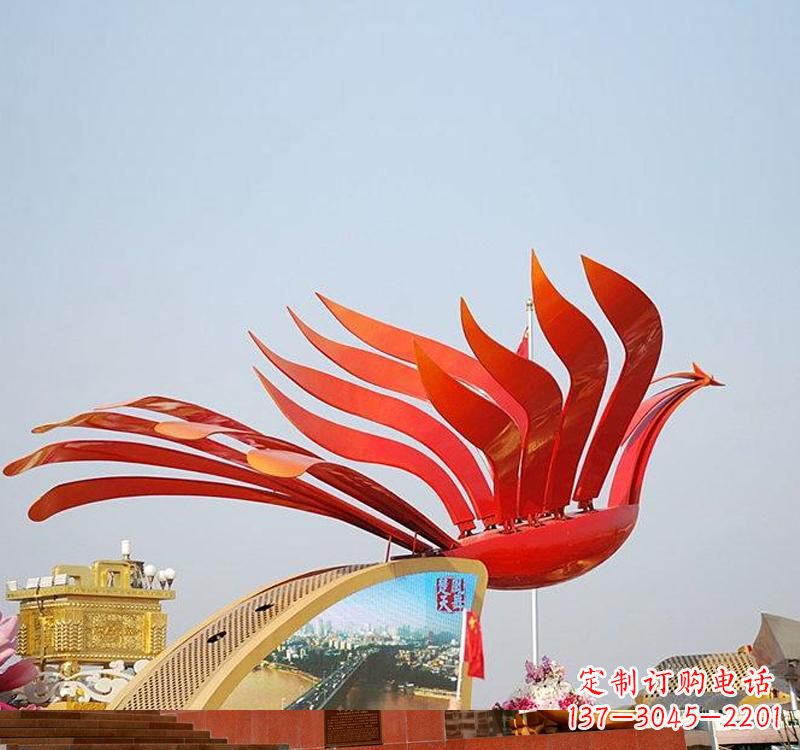 烟台不锈钢凤凰雕塑——美丽的象征