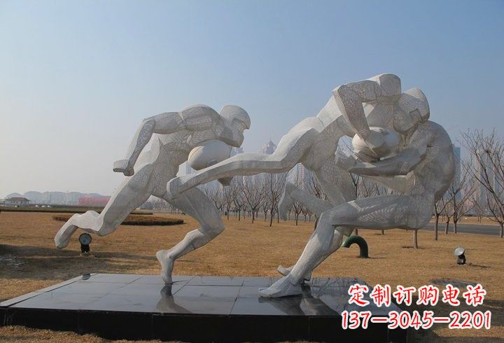 烟台不锈钢橄榄球雕塑传承运动精神